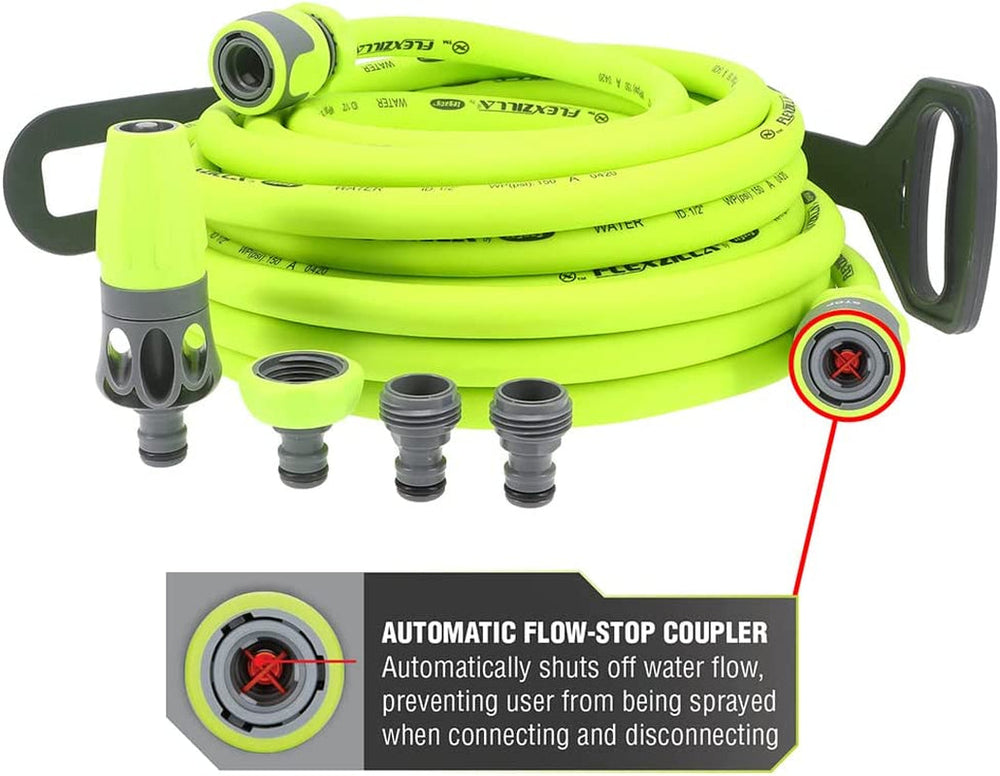 Set furtun de grădină cu racord rapid, 1/2 in. x 50 ft., durabil, ușor, sigur pentru apă potabilă – hfzg12050qn