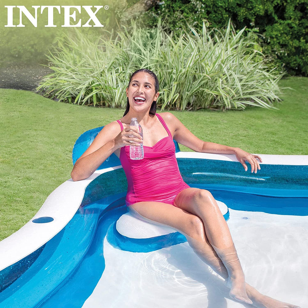Intex 56475NP - Piscină gonflabilă pentru familie, pătrată cu patru locuri, vinil, multicoloră, 229x229x66 cm