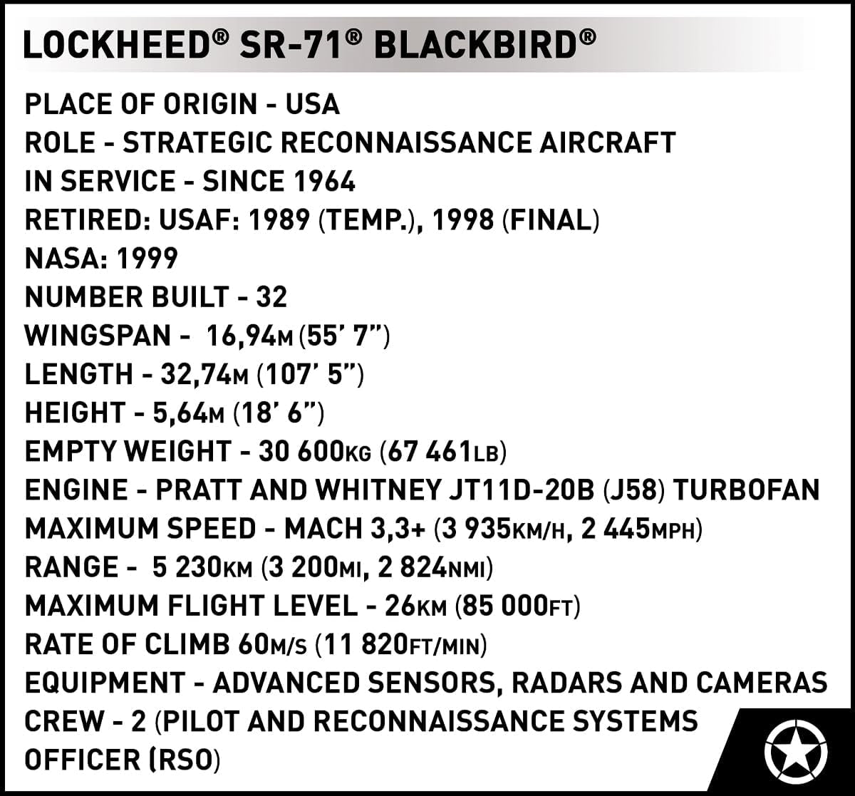 COBI Lockheed SR-71 Blackbird Executive