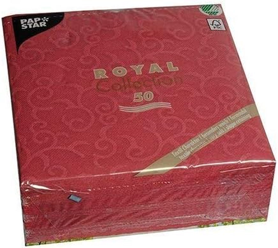 Papstar, 50 de șervețele "ROYAL Collection" 1/4 fold 40 Cm X 40 Cm Bordeaux "Casali", #84880