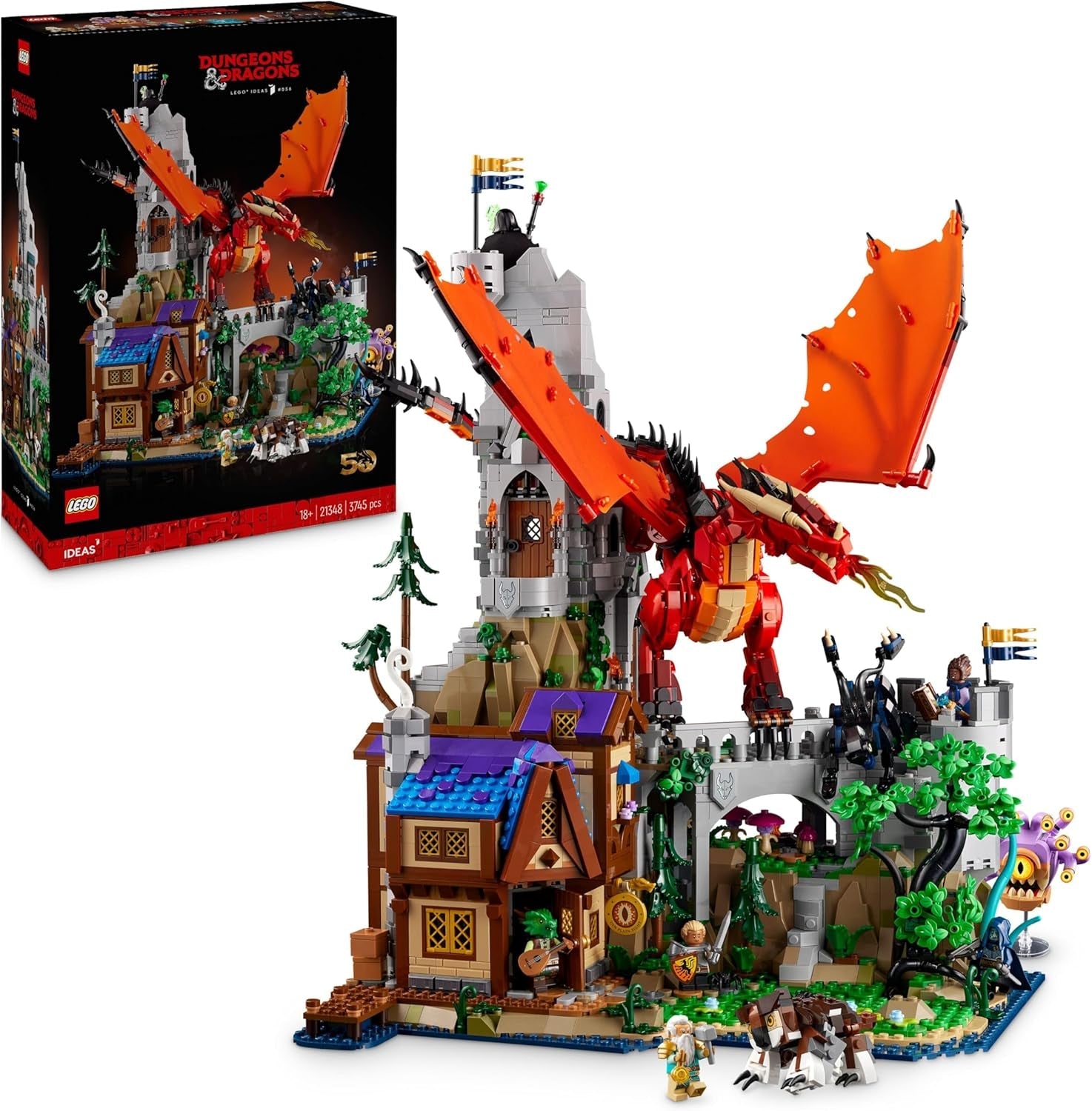 LEGO Ideas Dungeons & Dragons: Die Sage vom Roten Drachen, Bauset für Erwachsene, Dungeons and Dragons Geschenkideen für Fans, Fantasy-Bauset, kreative Aktivität 21348