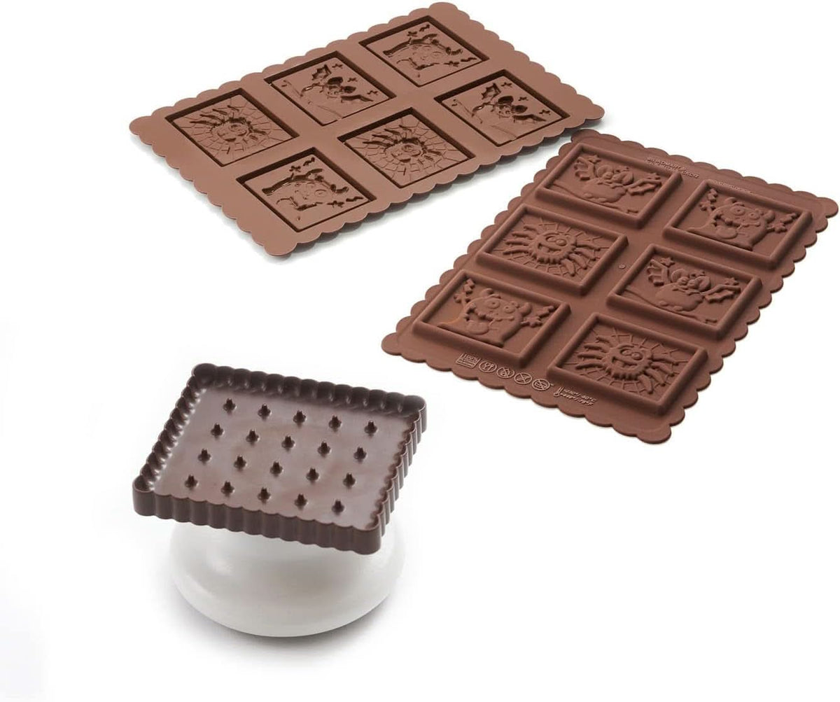 Silikomart 22.172.77.0165 CKC, 12 Monstri de Ciocolata pe Biscuiti Bucatarie Naty Shop