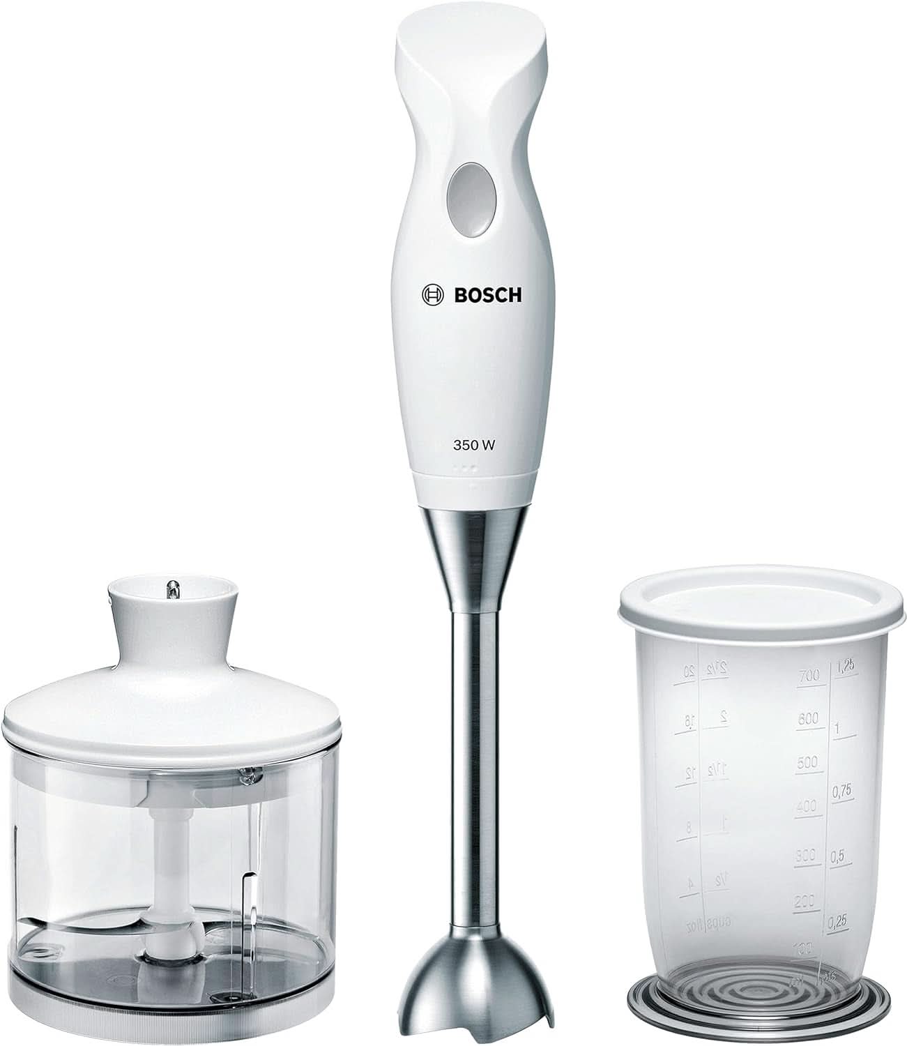 Haushaltsgeräte MSM6B500 Stabmixer, 350 W, Silber/Weiß Bucatarie Naty Shop