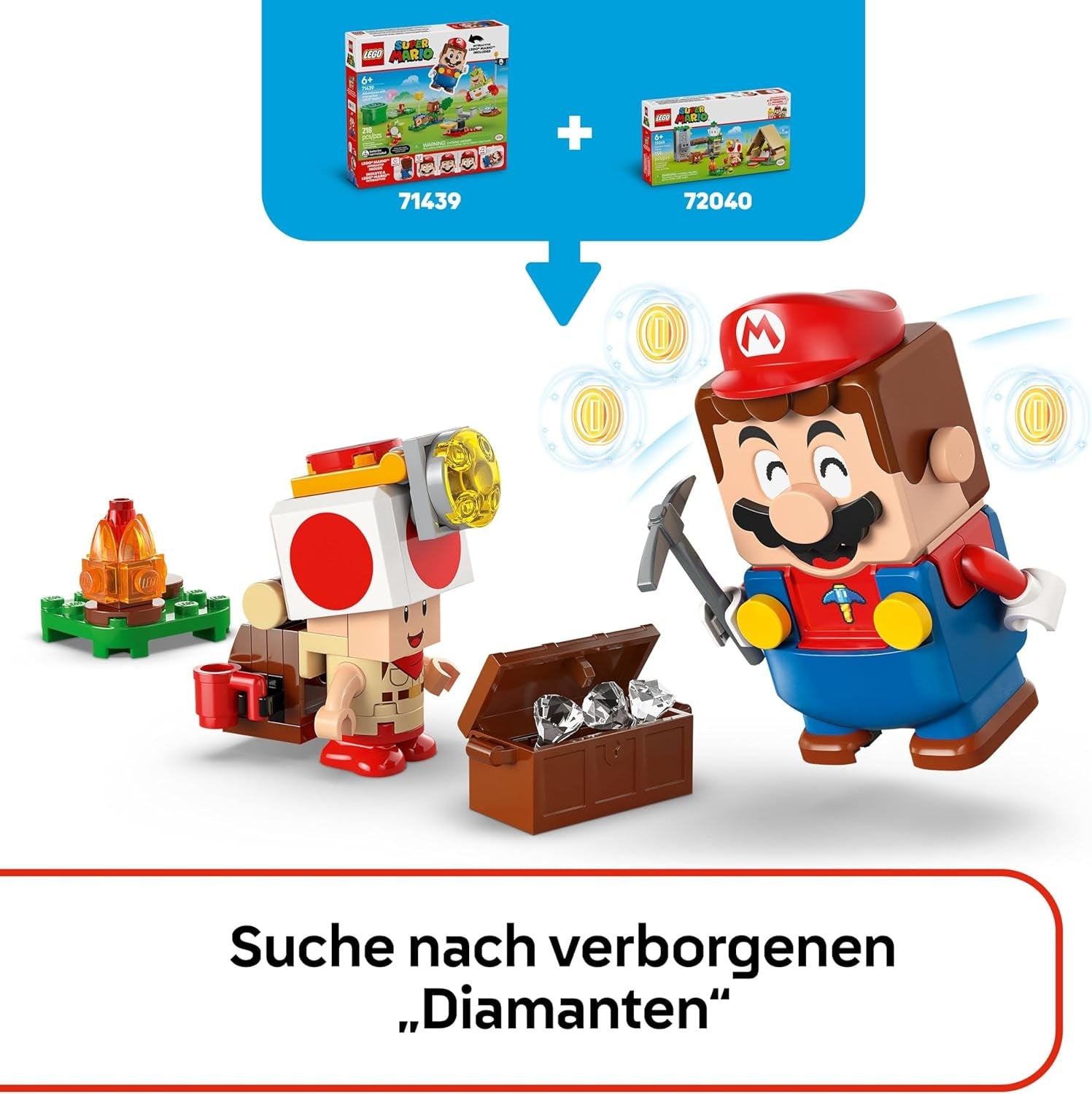 LEGO Super Mario Captain Toad-Camp- Interaktives Spielzeug mit 3 Figuren - Gumba, Zelt & einstürzender Brücke - Kinder Mitbringsel - Spielset - Gamer Geschenk für Jungen & Mädchen ab 6 Jahren - 72040