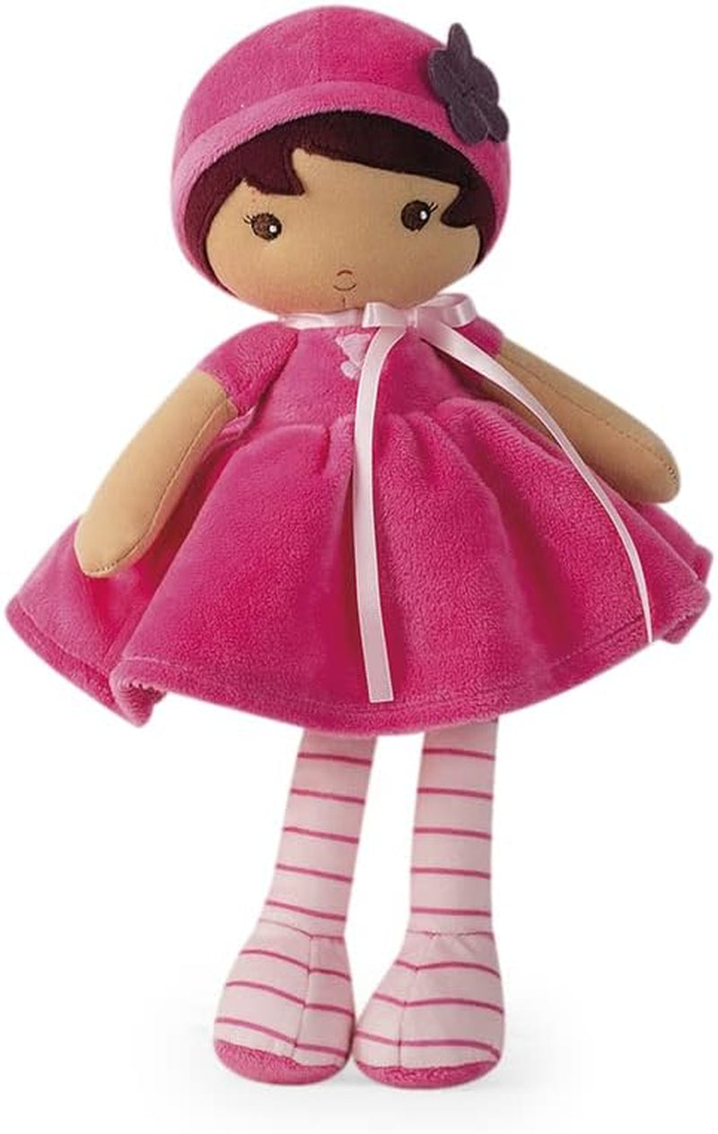 KALOO - Tendresse – Meine 1. Puppe aus Amandin-Stoff – Stoffpuppe 25 cm – Rosa aus Chiffon – Matte Haut – schöne Geschenkbox und Band personalisierbar – ab der Geburt K200004