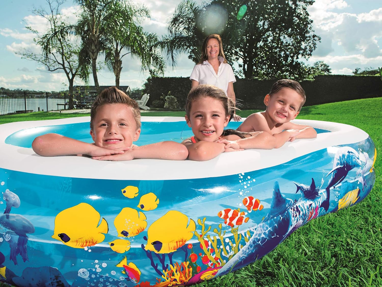 Piscină Bestway Family Sea Ground, 262 x 157 x 46 cm, multicoloră