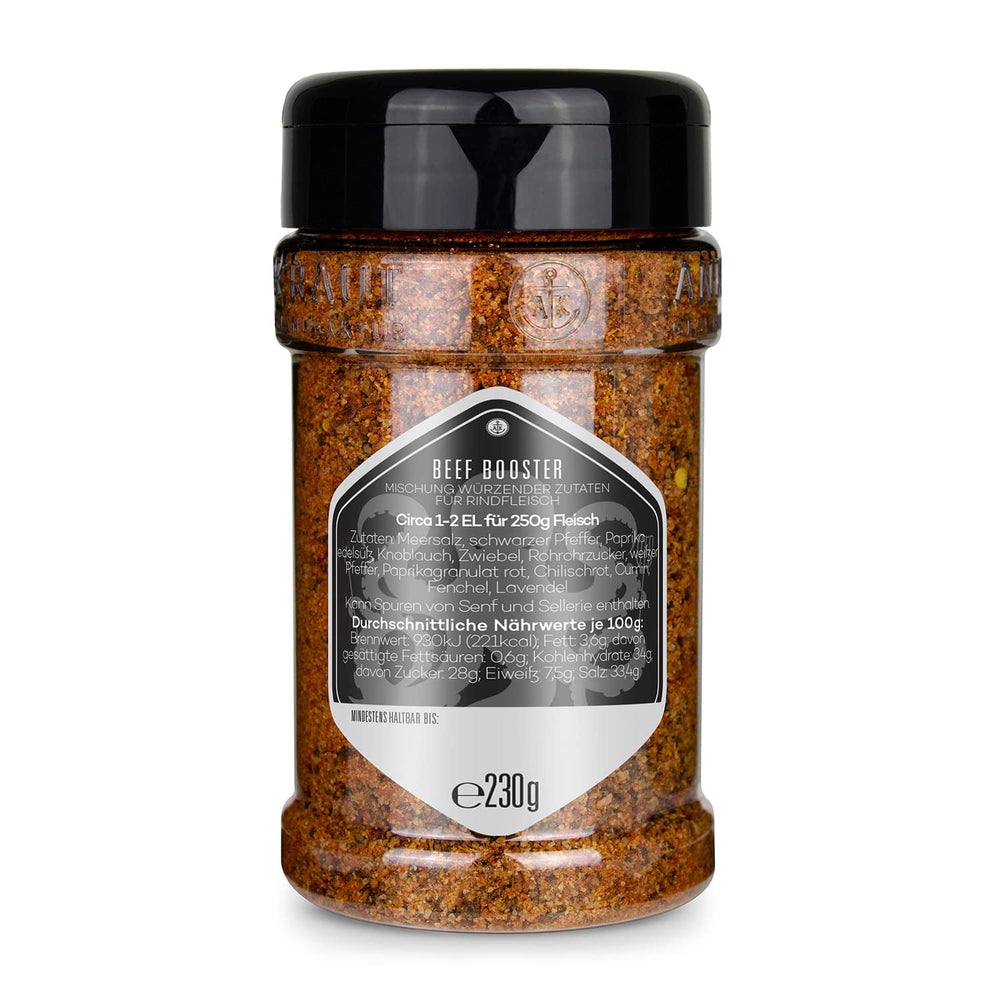 Ankerkraut Beef Booster, Rub Brisket und Steak Gewürz, Gewürzmischung für Fleisch, 230g im Streuer