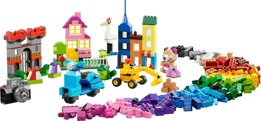 LEGO Classic Große Bausteine-Box, Konstruktionsspielzeug für Mädchen und Jungen mit Aufbewahrungsbox, enthält Bunte Steine, Reifen, Türen, etc. in 33 Farben, Geschenk für Kinder ab 4 Jahren 10698