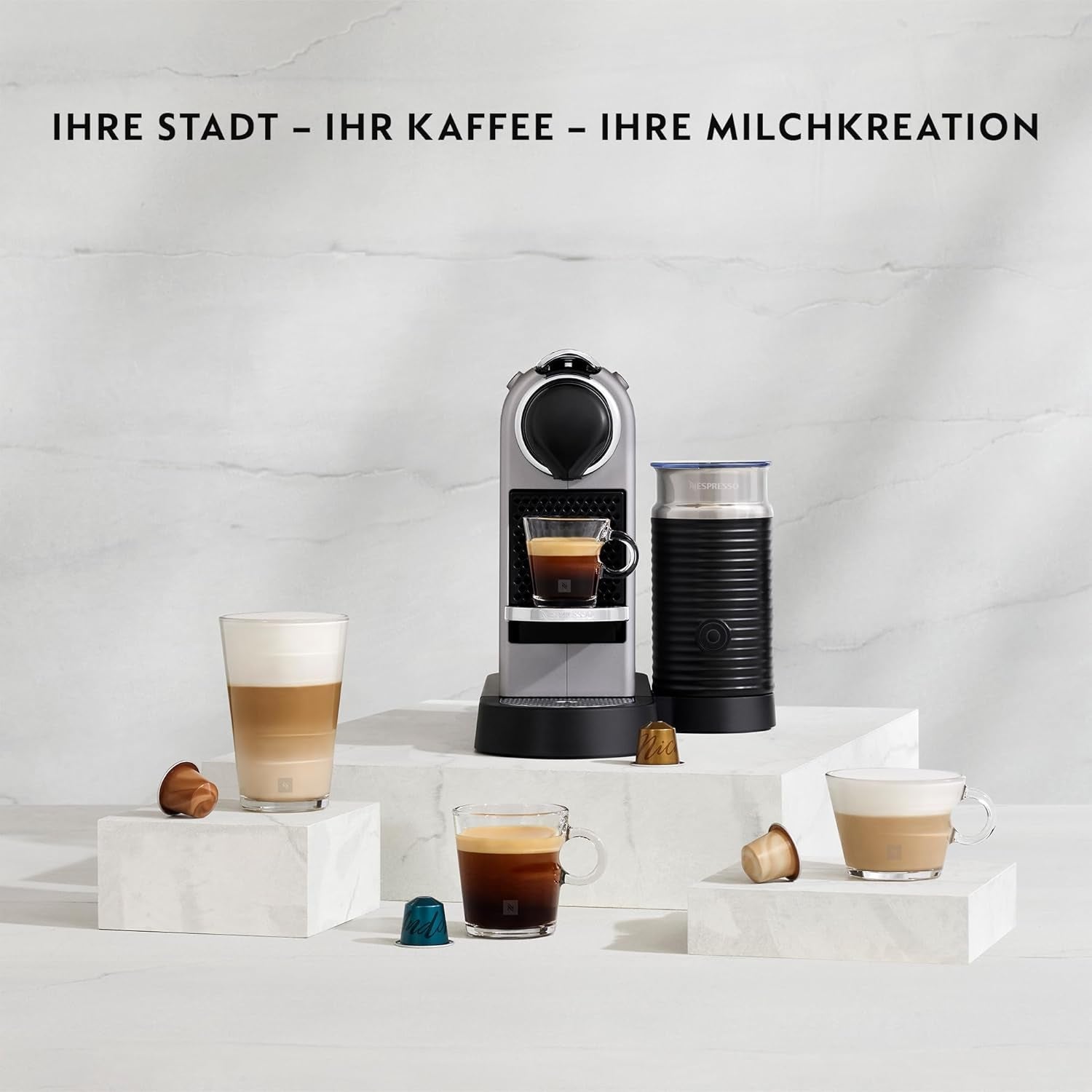 Espressor cu capsule Nespresso XN761B Citiz&Milk | Mod standby automat | 1260 wați | Capacitate rezervor apă: 1 l | Presiune pompă: 19 bar | Argintiu
