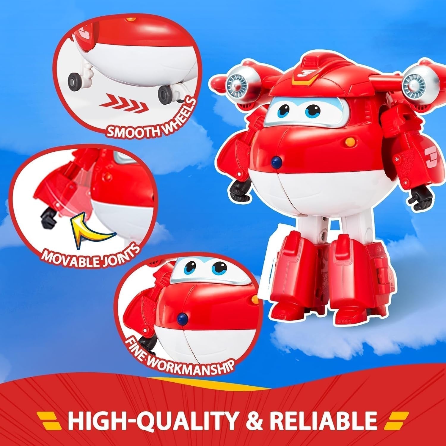 Auldey EU740283 Super Wings Transformer Figura JETT Supercharge 12 Cm, Colorat Action figures Naty Shop