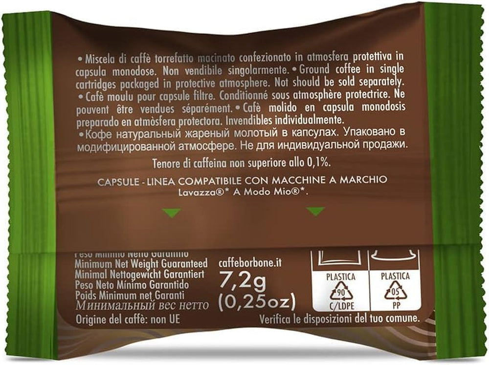 Caffè Borbone Don Carlo Dek Entkoffeinierte Kaffeemischung - 50 Kapseln - Kompatibel mit Lavazza®* A Modo Mio®* Haushalts-Espressomaschinen