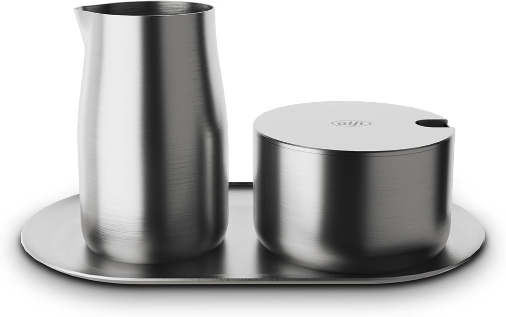 SET LAPTE ȘI ZAHĂR alfi, finisaj mat, set lapte și zahăr din oțel inoxidabil de înaltă calitate, design elegant, lavabil în mașina de spălat vase, durabil