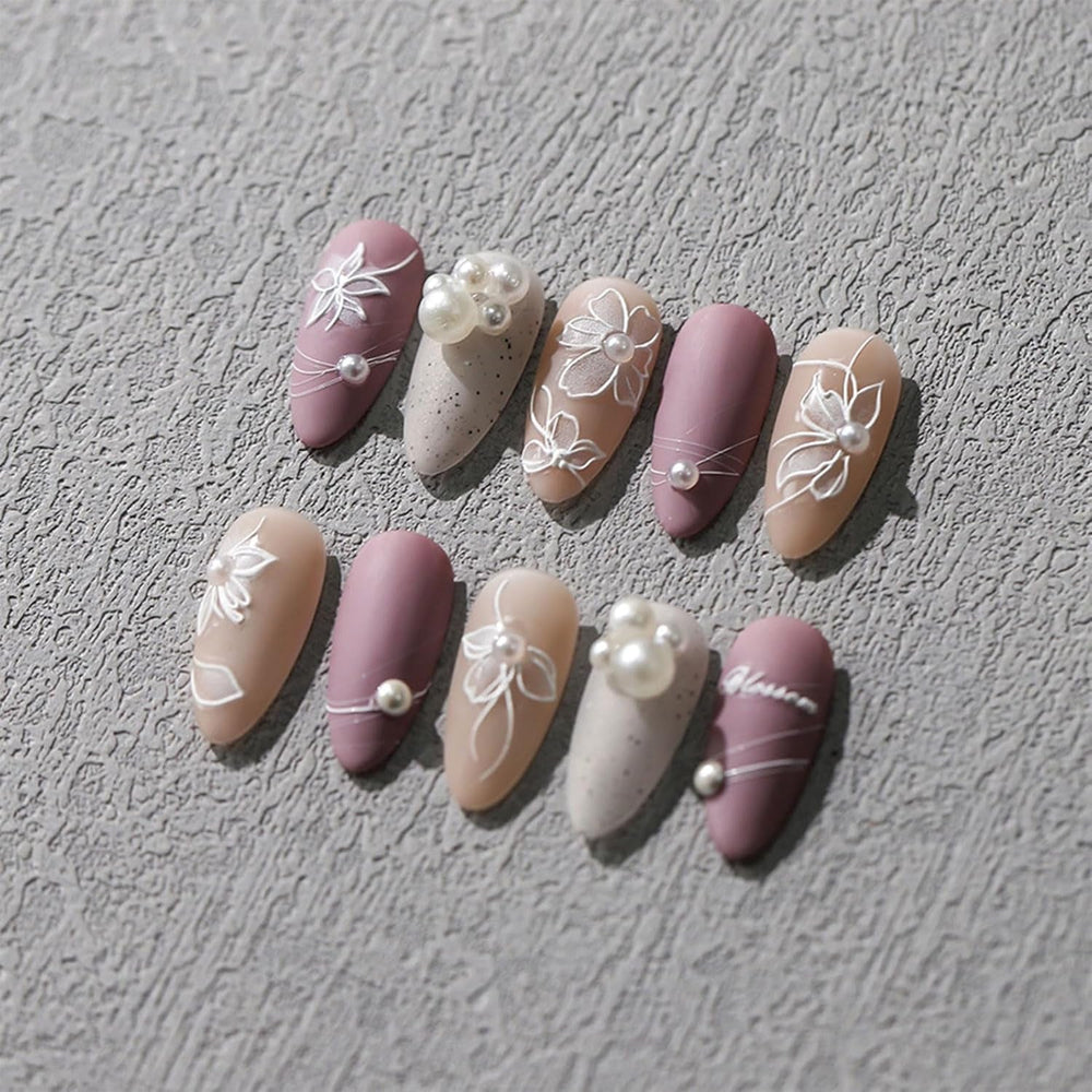 JMEOWIO 3D Nagelsticker Weiße Blumen Nail Art Sticker Selbstklebend Nagelaufkleber 5D Stereoskopisch Dekoration Nageldesign Zubehör 1 Blatt