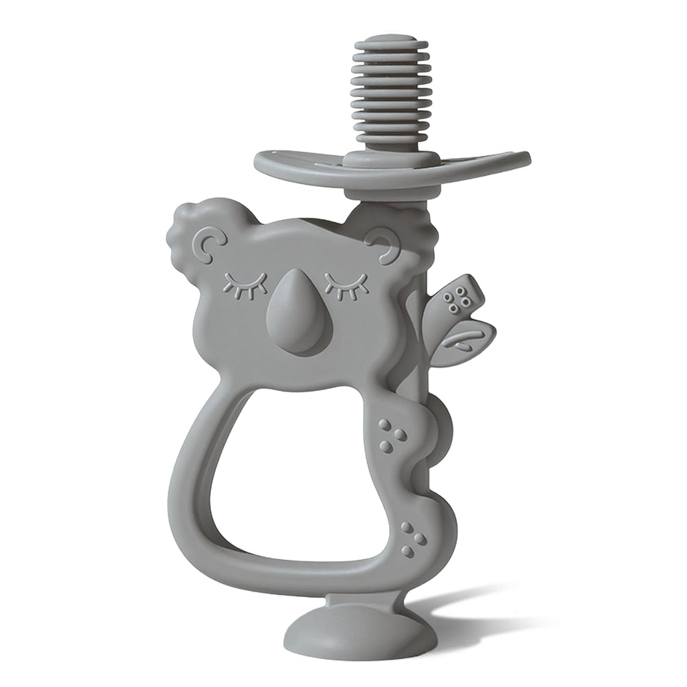 Jucărie de dentiție Moonkie din silicon fără BPA, periuță de dinți pentru bebeluși cu ventuză și rotire la 360°, ideală pentru bebelușii de 6-12 luni