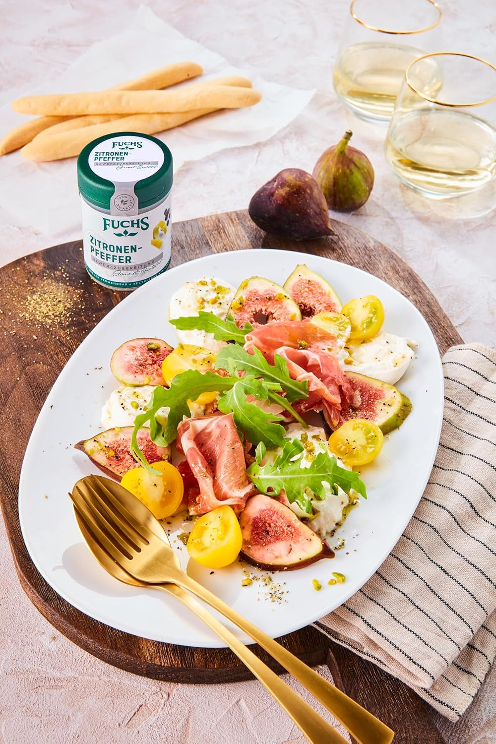 Fuchs Gewürze - Zitronenpfeffer Gewürz - Gewürrzubereitung für Lachs, Zander und Kabeljau - natürliche Zutaten - 75 g in wiederverwendbarer, recyclebarer Dose