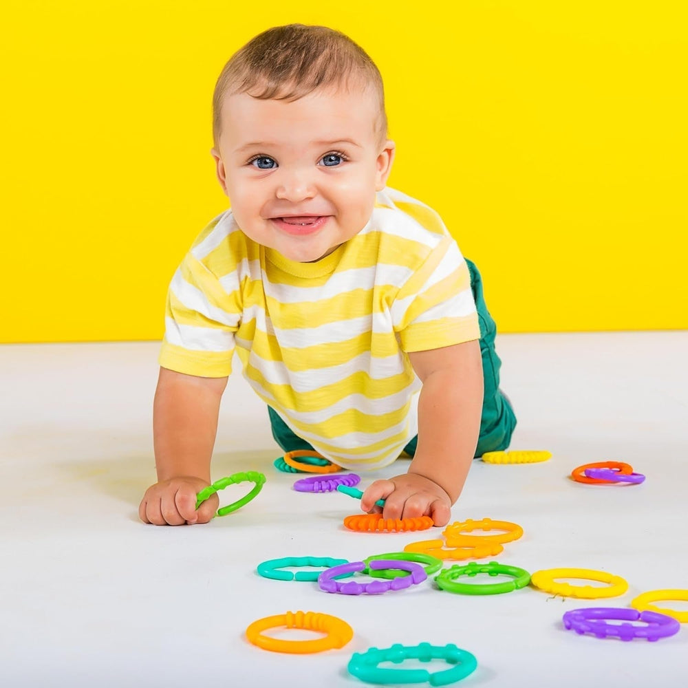 Bright Starts, Oball, lanț pentru cărucior legături de conectare, O mulțime de legături, pliabile, ușor de atașat, ușor de curățat, perfect pentru călătorii Jucarii Bebe Naty Shop