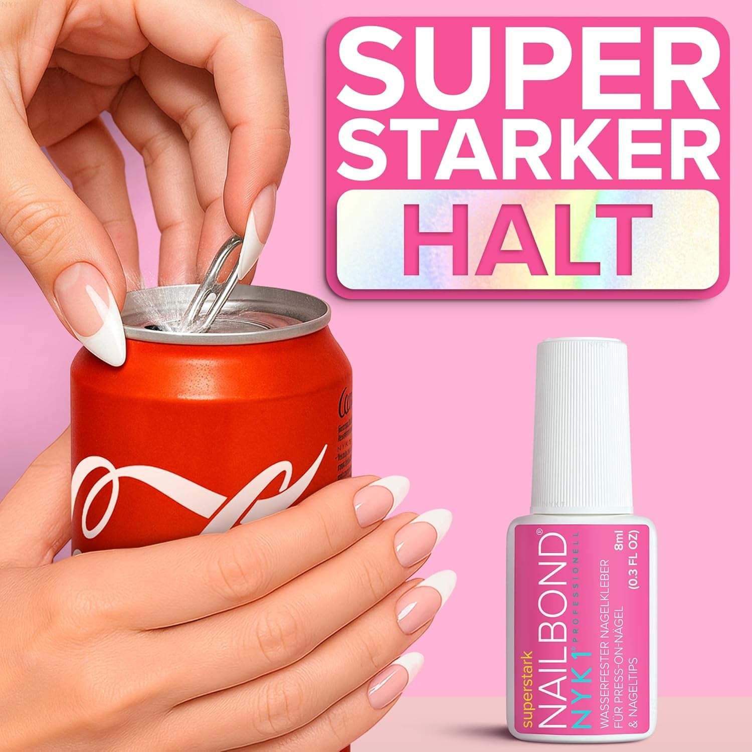 NYK1 Nailbond Lipici pentru unghii artificiale Extra puternic (8ml) Lipici pentru unghii cu pensulă pentru vârfuri, unghii prin presare și unghii acrilice Lipici pentru unghii - Lipici pentru unghii crăpate Lipici antifungic pentru unghii