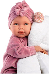 Llorens 1017418 Puppe Lala, mit blauen Augen und weichem Körper, Babypuppe inkl. Outfit, Schnuller, Schnullerkette und Stützkissen, 42cm