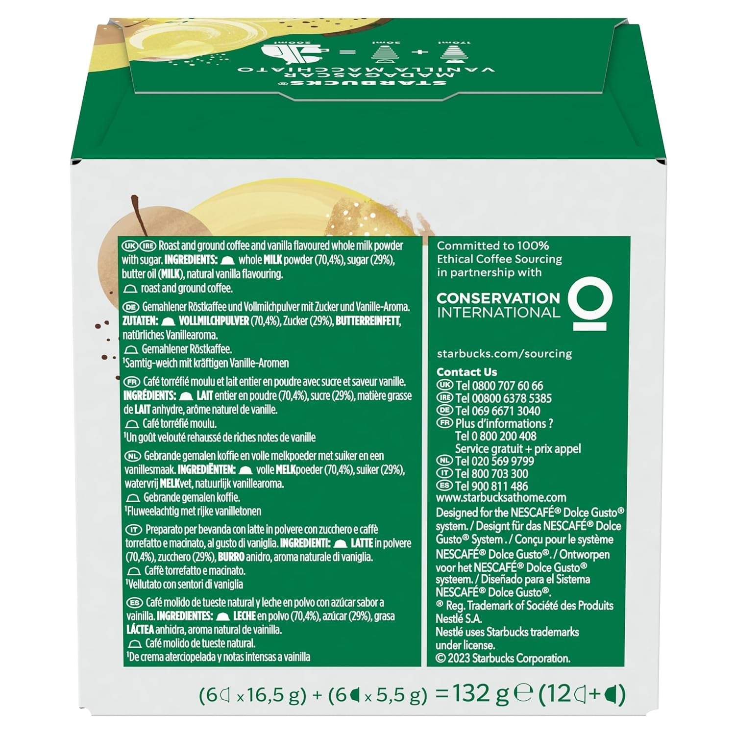 STARBUCKS Vanilla Macchiato by Nescafé Dolce Gusto Kaffeekapseln 6 x 12 (72 Kapseln)