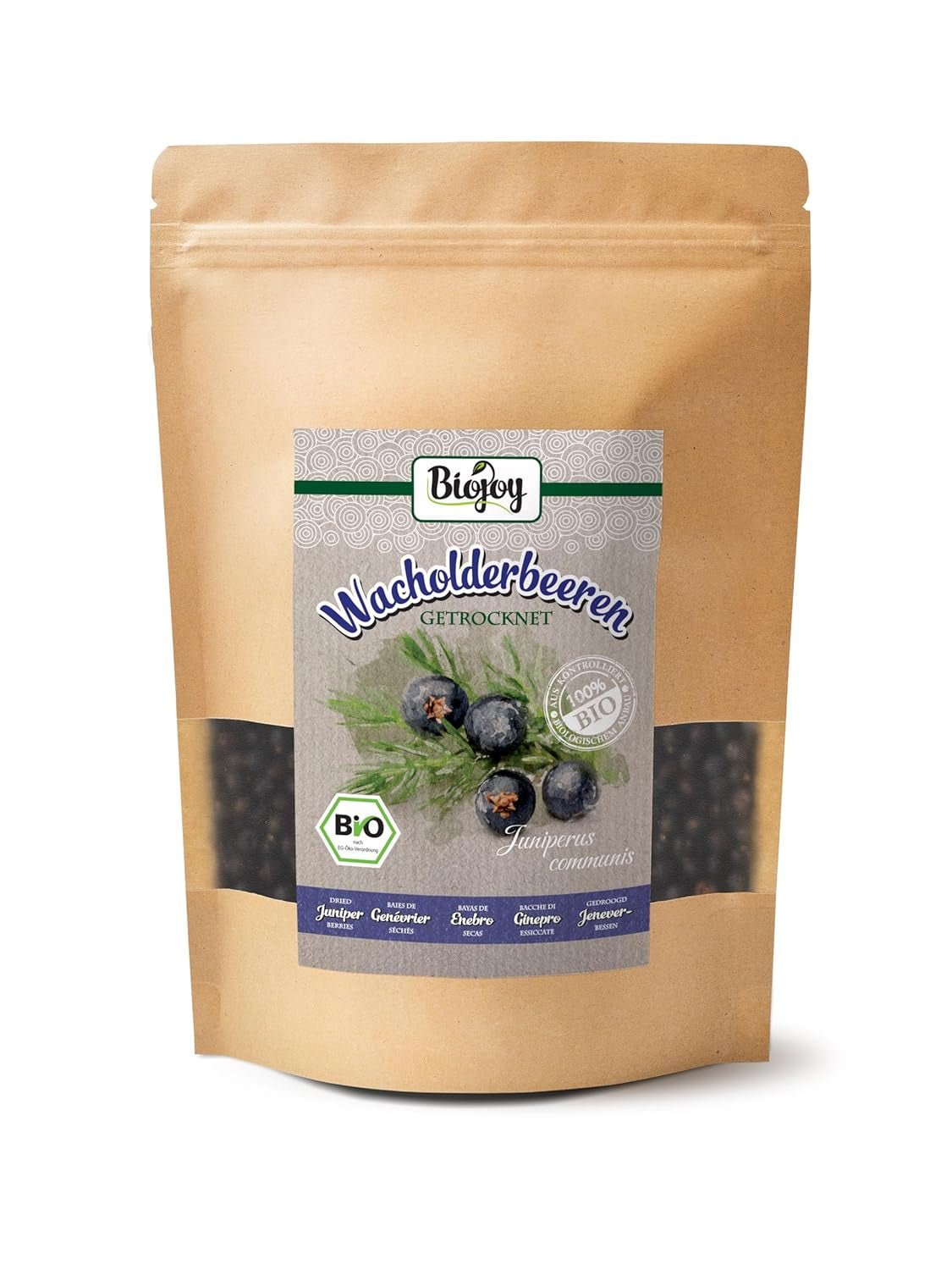 Biojoy fructe de ienupăr bio (250 g), uscate și întregi, fără aditivi (Juniperus communis) Produse deshidratate Naty Shop 250 G