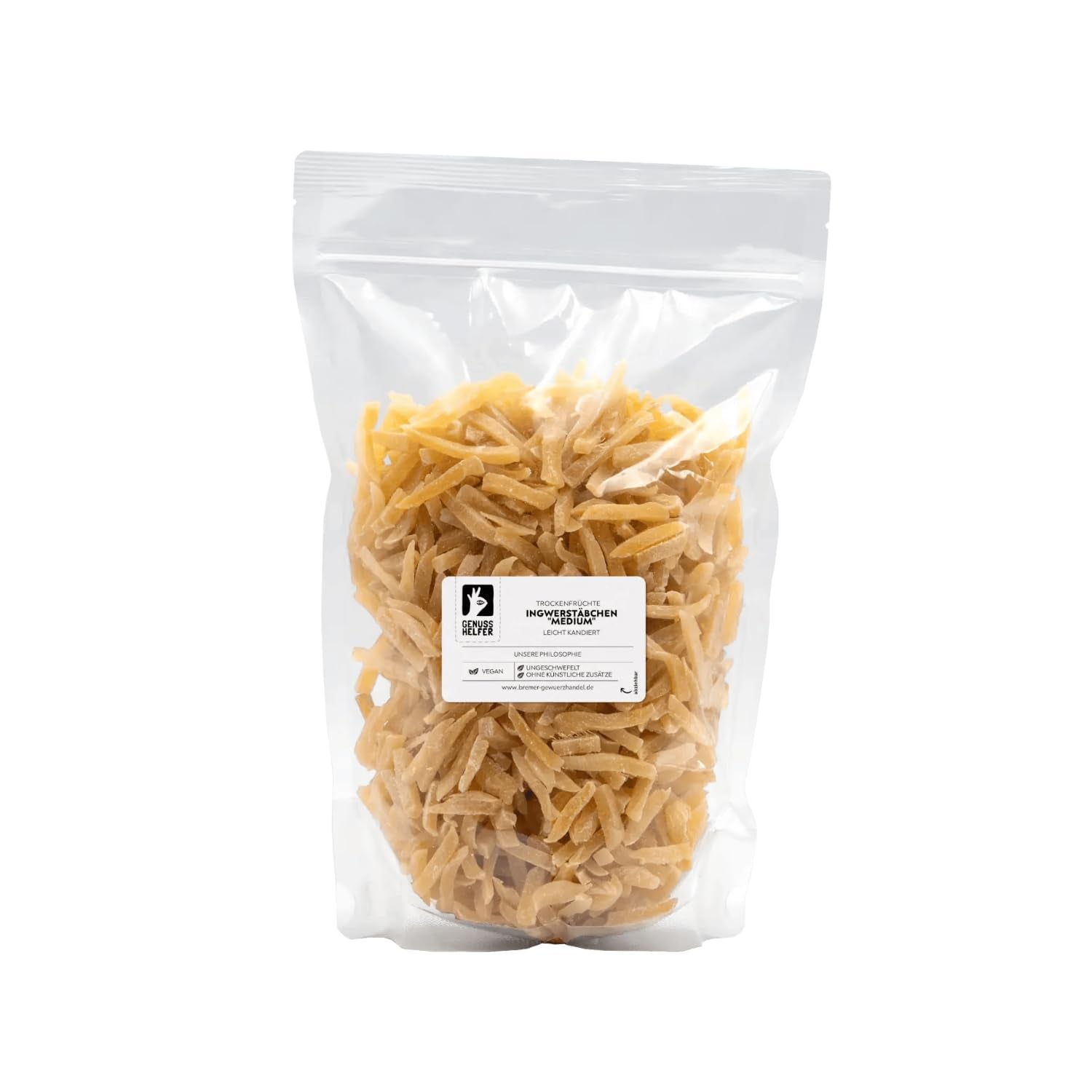 Bremer Gewürzhandel bastonașe de ghimbir mediu, confiate, aromă ușoară, gustare delicioasă, 1kg Produse deshidratate Naty Shop 1 kg (1 pachet)