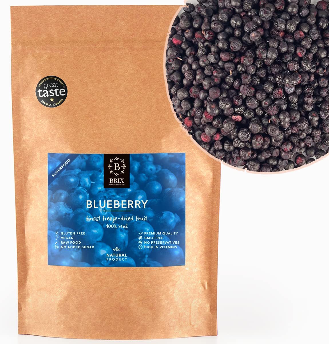 BRIX Afine liofilizate | Afine naturale, uscate 95 g | Premiul Great Taste pentru afine uscate | Fără OMG, fără gluten, vegan, vitamine reținute Produse deshidratate Naty Shop Titlu implicit