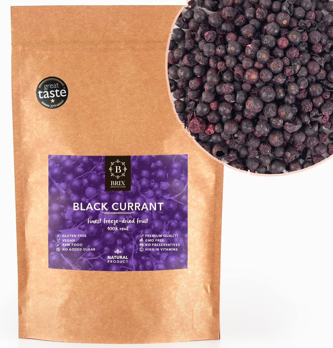 BRIX Coacăze negre uscate | Coacăze negre uscate 105 g | Great Taste Award, coacăze negre uscate | Fără OMG, fără gluten, vegan, vitamine reținute Produse deshidratate Naty Shop Titlu implicit