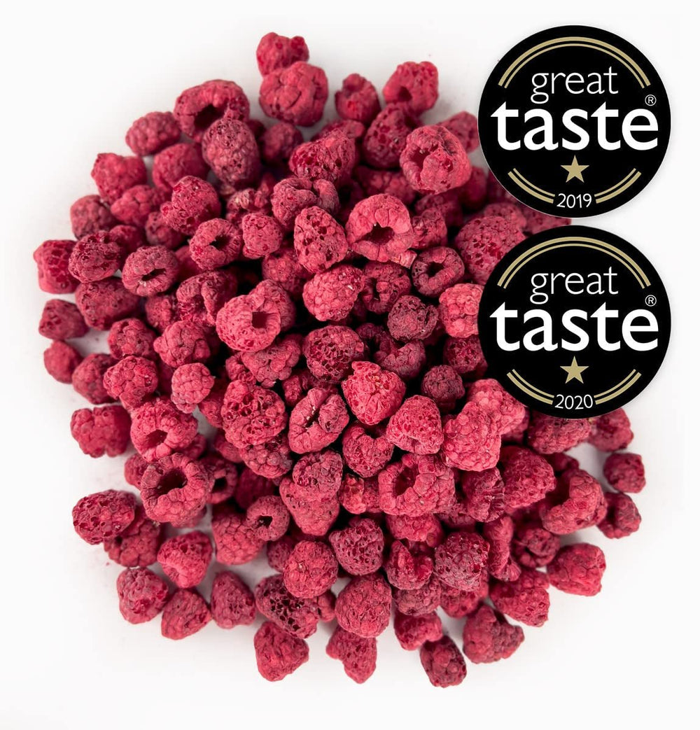 BRIX Zmeură uscată | Zmeură naturală, liofilizată 85 g | Premiul Great Taste pentru fructe uscate | Fără OMG, fără gluten, vegan, vitamine conservate Produse deshidratate Naty Shop