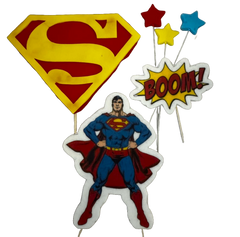 Set 6 decoratiuni comestibile din pasta de zahar, Superman Decoratiuni din Pasta de Zahar Naty Shop