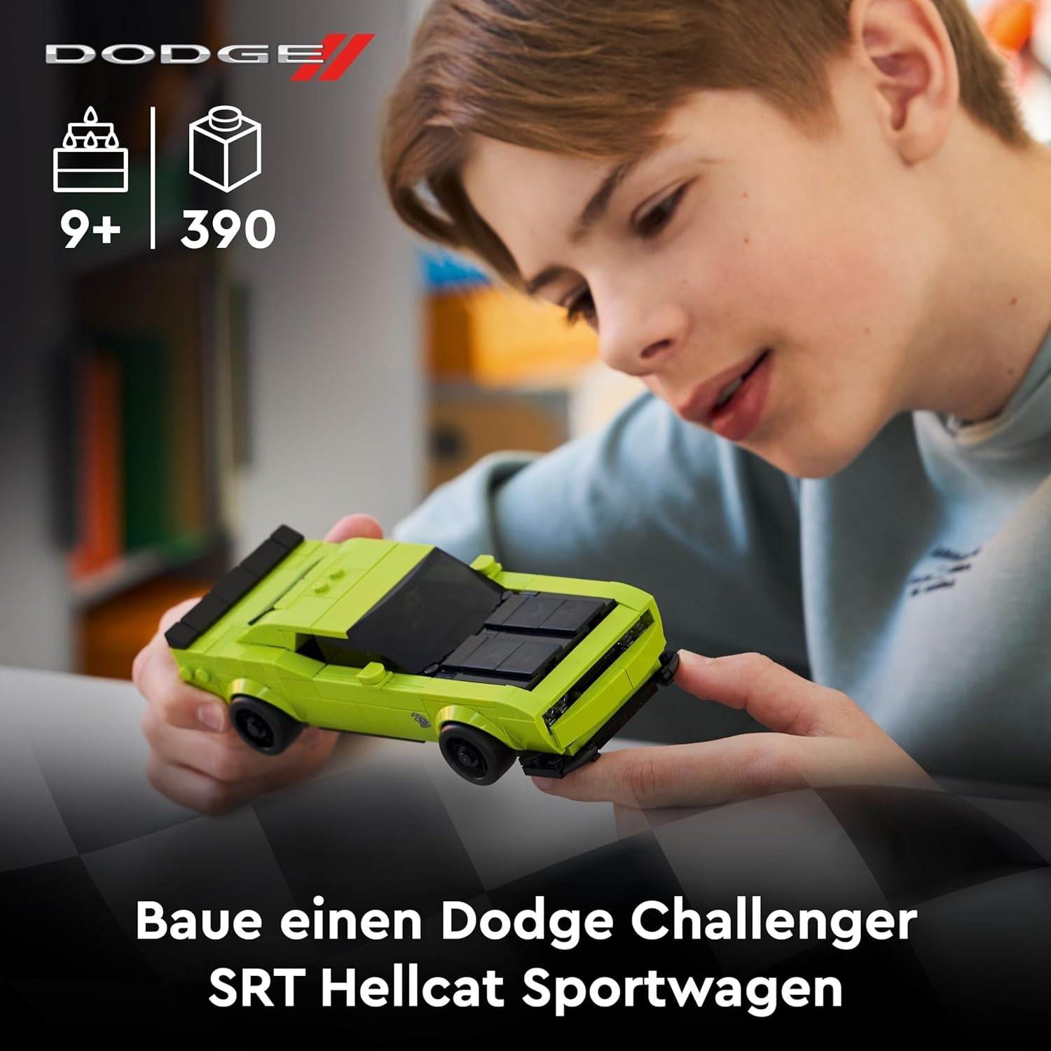 LEGO Speed Champions Dodge Challenger SRT Hellcat Sportwagen - Spielzeugauto mit 1 Minifigur zum Sammeln - Kreatives Rennauto - Rennauto zum Bauen - Geschenk für Jungen, Mädchen ab 9 Jahren 77237
