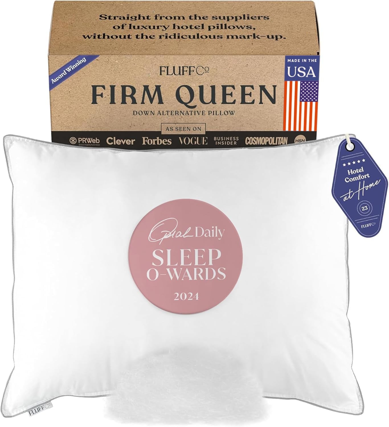 Fluffco Down Alternative Pillow Standard Pillow For Sleeping Queen Pillow Bed Pillow Side Sleeper Pillow Cooling Pillow Hotel Pillow Neck Pillow Travel Pillow (Standard Firm) Perne standard Naty Shop Titlu implicit