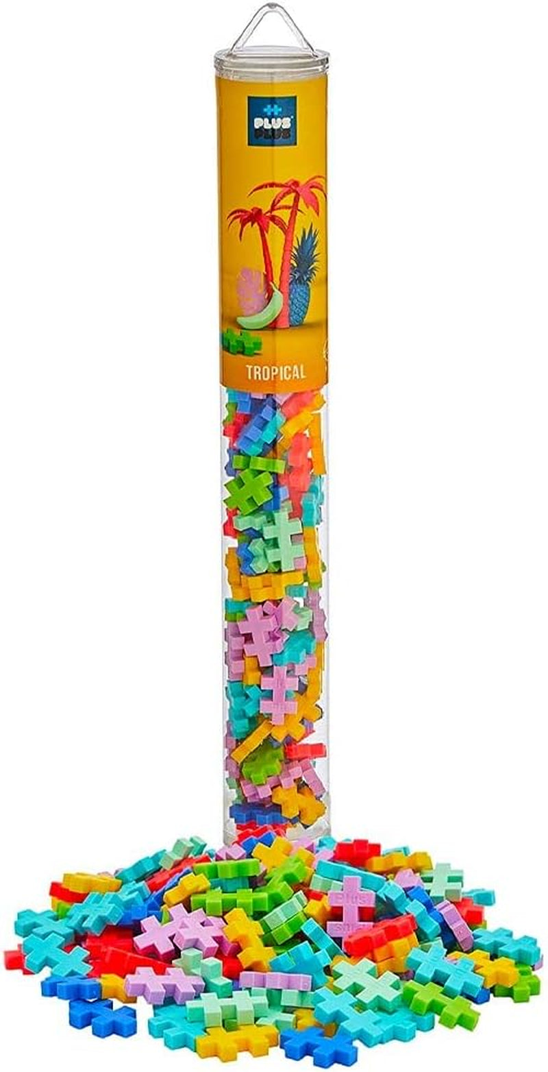 Plus-Plus 9604262 Geniales Konstruktionsspielzeug, Regenbogen, Kreativ-Bausteine Tube, 240 Teile