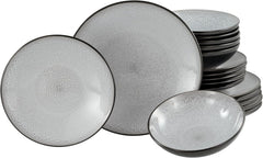 CreaTable, 23964, Serie Malmö, 18-teiliges Geschirrset für 6 Personen, Teller Set aus Steinzeug, spülmaschinen- und mikrowellengeeignet, Qualitätsproduktion