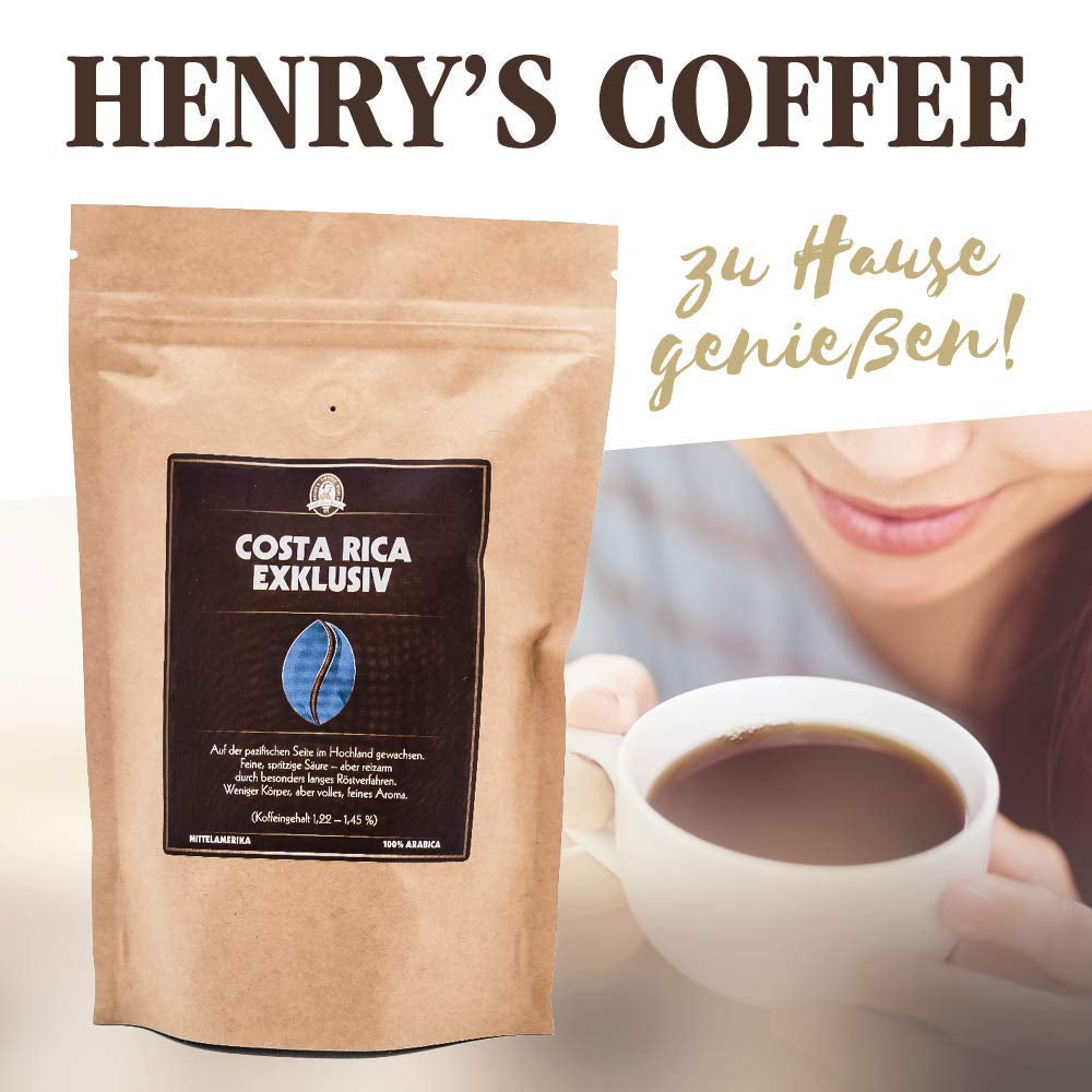 Henry´s Kaffee - Costa Rica Exklusiv 1000g - feine, spritzige Säure - samtiger Körper - erlesene Qualität - Handwerklich in Deutschland geröstet - Kaffeebohnen direkt vom Bauern
