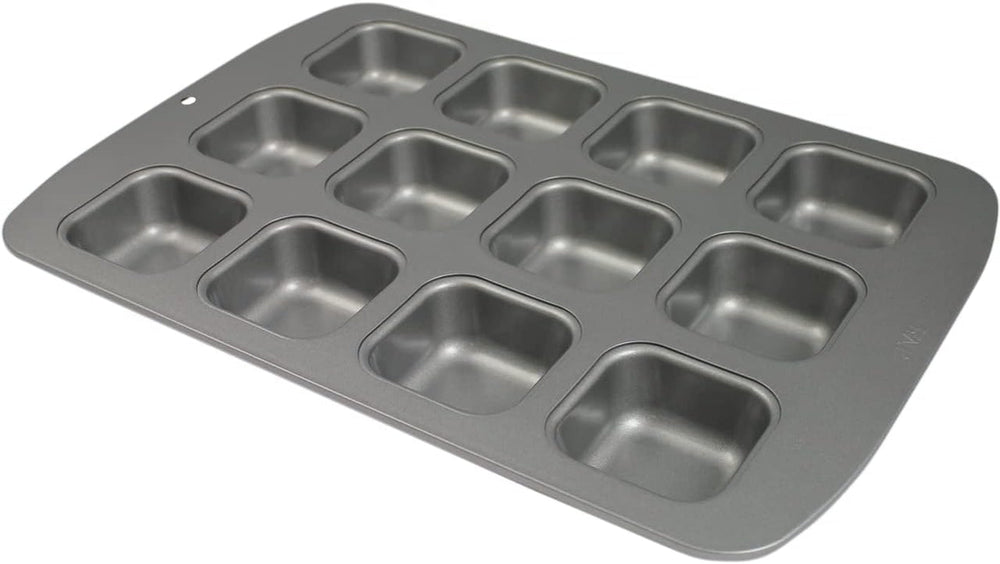 CSB106 Quadratische Antihaftbeschichtete Backform Mit 12 Minilöchern Aus Karbonstahl, Edelstahl, Silver, 37.3 X 26.1 X 3.1 Cm Matrite si tavi pentru copt Naty Shop