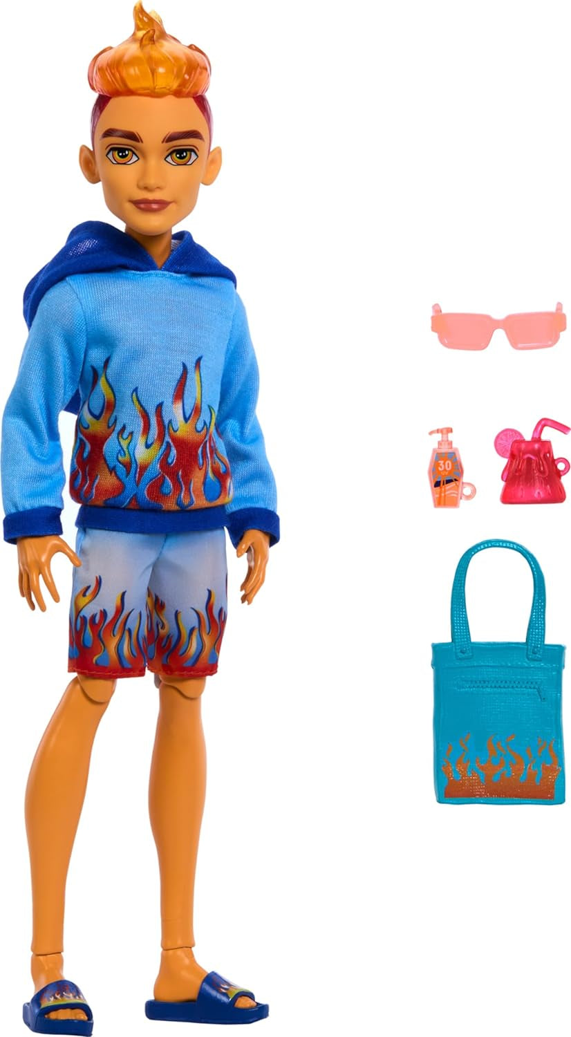 Monster High Scare-adise Island Clawdeen Wolf Puppe mit Badeanzug, Jogger und Strandzubehör wie Visier, Wasserflasche und Buch