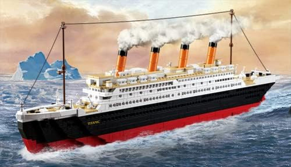 Sluban Klemmbausteine Sluban SL95337, Großer Bausatz (1012 Teile) [M38-B0577], Spielset, Klemmbausteine, Schifffahrt, mit Spielfigur, Titanic, Mehrfarbig