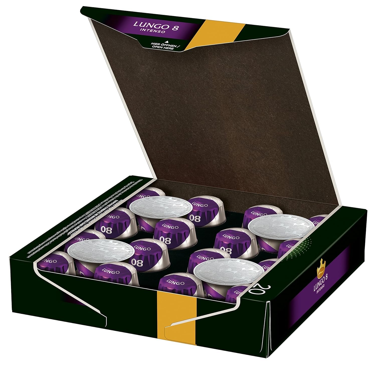 Kaffeekapseln Lungo Intenso, Intensität 8 von 12, 10 x 20 Getränke & Kaffeekapseln Krönung Crema, 200 Nespresso kompatible Kapseln, 10er Pack, 10 x 20 Getränke, 1040 g