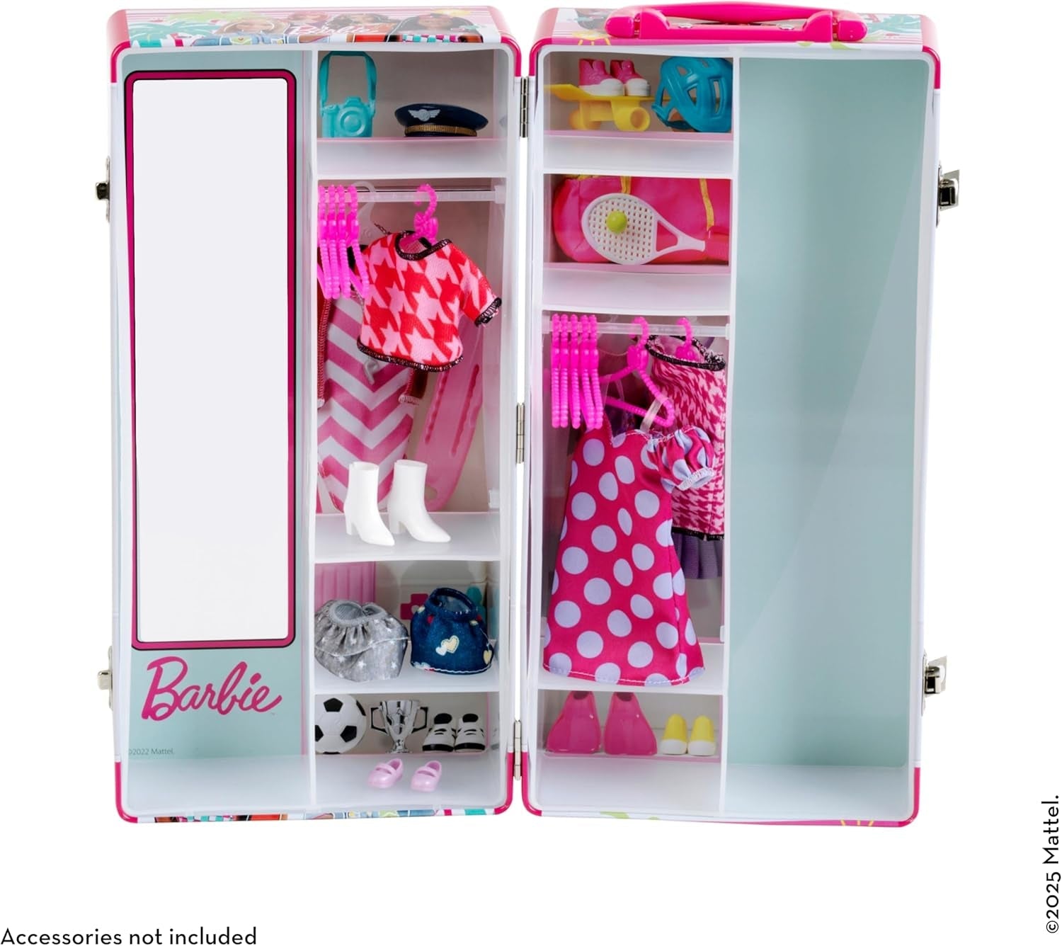 Theo Klein 5801 Barbie Dulap cu șine de haine și compartimente, jucărie pentru copii cu vârsta de 3 ani și peste, include accesorii, multicolor
