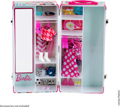 Theo Klein 5801 Barbie Schrankkoffer Kleiderstangen und Fächern, Spielzeug für Kinder ab 3 Jahren, inkl. Zubehör, Multicolor