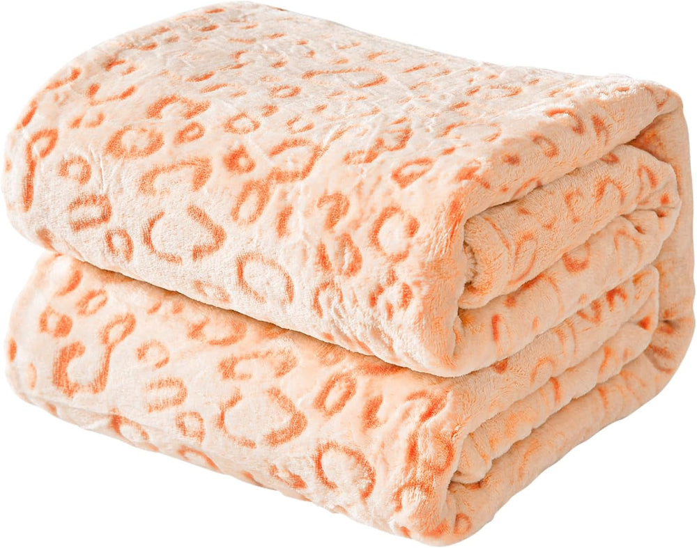 FY FIBER HOUSE flanel fleece throw, pătură din microfibră cu imprimare 3D ghepard, 228 X 274 cm, violet Plapumi si pilote Naty Shop Imprimeu leopard portocaliu 60 "X80"