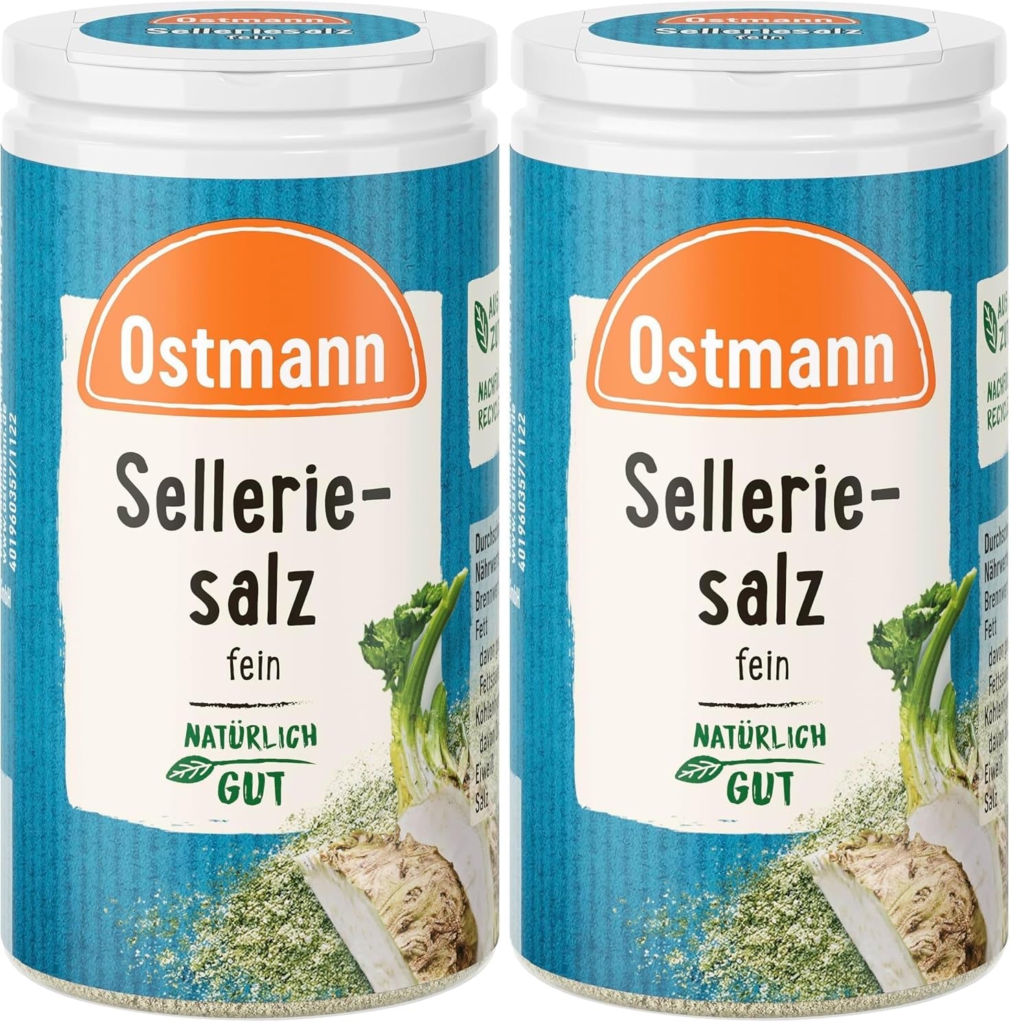 Ostmann Gewürze - Selleriesalz | Zum Verfeinern zahlreicher herzhafter Gerichte | Recyclebare, nachfüllbare Streudose | 50 g im Streuer