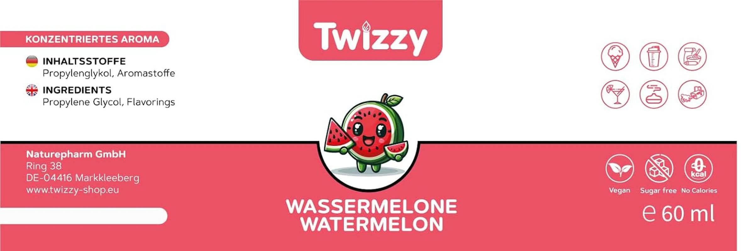 Twizzy Pepene Rosu,Food Flavouring - 60 ml - Aromă intensă Arome Naty Shop