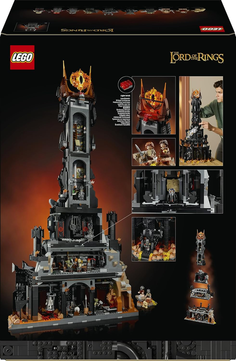 LEGO Icons Der Herr der Ringe: Barad-dûr, Bauset für Erwachsene mit den Minifiguren Sauron, Gothmog, Ork, Frodo, Sam und Gollum, Erinnerungsstück zum Film, Sammlerstück für Fans 10333