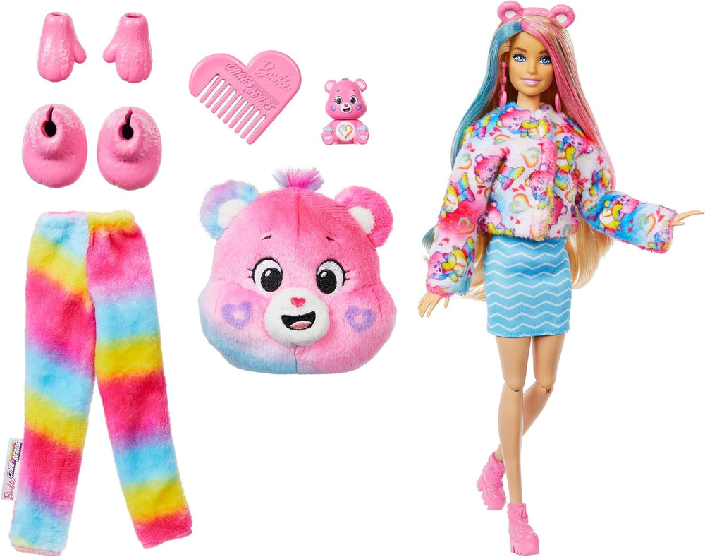 Barbie Cutie Reveal Puppe mit Accessoires, Glücksbärchis-Serie 2, Togetherness-Bärchi mit 10 Überraschungen, einschließlich Farbwechsel und Mini-Bärchi, JFV60
