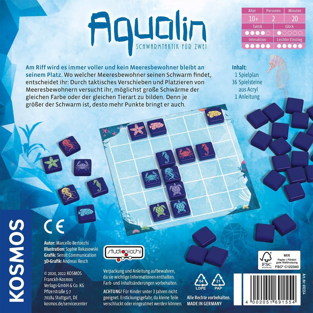 KOSMOS 691554 Aqualin - Swarm Tactics pentru doi, joc pentru doi jucători, joc de societate pentru exact 2 jucători cu vârsta de 10 ani și peste, joc de strategie