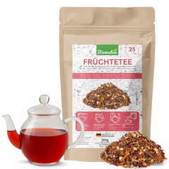 Ceai de fructe – 100 g Amestec aromat de fructe cu mere, hibiscus și scorțișoară – Pungă cu fermoar, aproximativ 25 de cești – Fără aditivi, ambalat în Germania