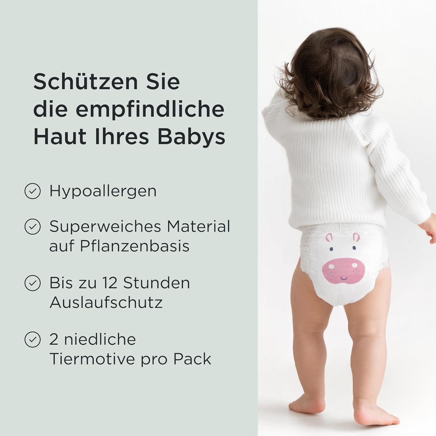 Scutece Kit & Kin Premium Eco, mărimea 4 (9-16 kg), 132 scutece, pe bază de plante și hipoalergenice, protecție fiabilă împotriva scurgerilor, vegane și fără cruzime