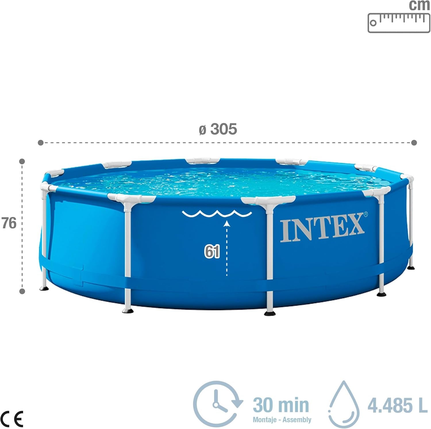 Piscină cu cadru metalic de 3 m x 76 cm cu pompă de filtrare, 4.485 litri, albastră, 305 x 76 cm, 28202UK