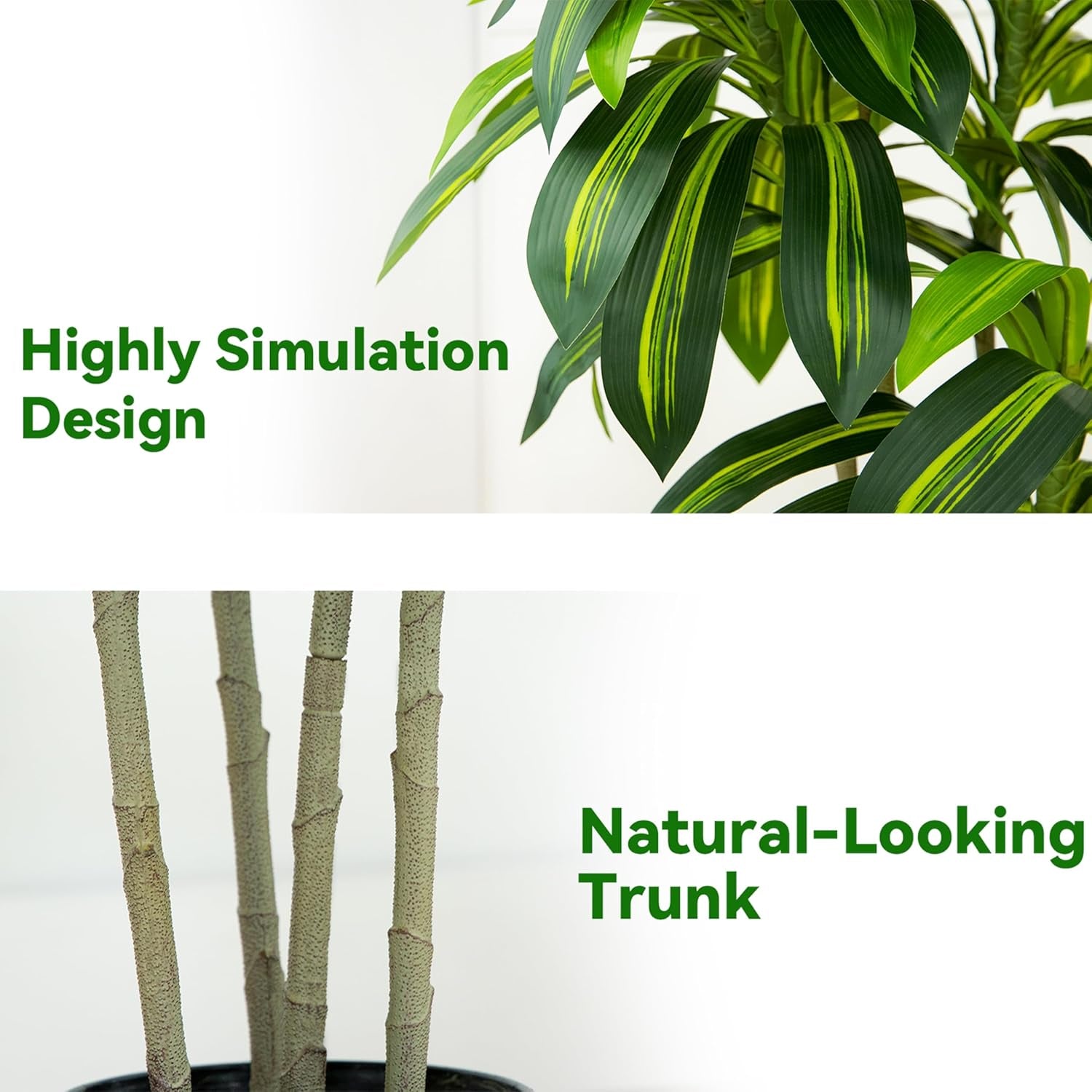 Künstliche Drachenbaum Pflanzen,Kunstpflanzen Groß Mit Weißes Hohes Pflanzgefäß,Kunstpflanzen Wie Echt Für Drinnen Und Draußen Haus Büro Moderne Deko,Artificial Plants Pflegeleicht (150Cm)